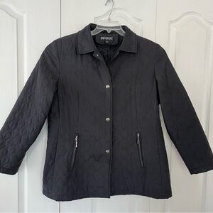 Bromley Sport Jacket Womens XL Black Quilted Snap Up Zip Pockets Thermolite